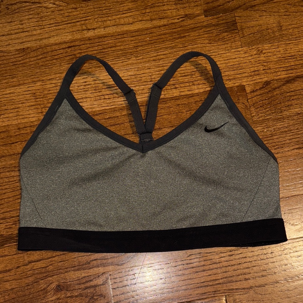 Nike Women's Charcoal and Black Sports Bra